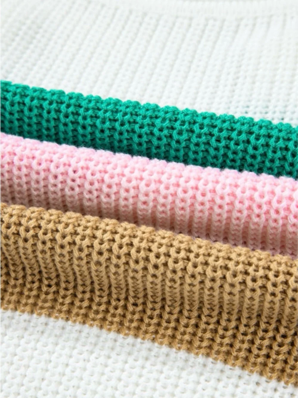 Knit Colorblock V-Neck Sleeveless Sweater Vest - Pink/Green/White